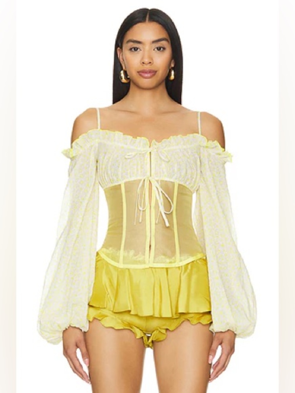 Kim Shui Revolve Silk Bustier Corset Top Yellow